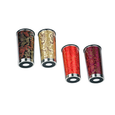 360ml Chinese Style Embroidery Stainless Steel Liner Car Mug