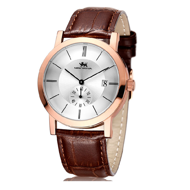 Fashion Business Waterproof Sapphire Leather Wrist Watch