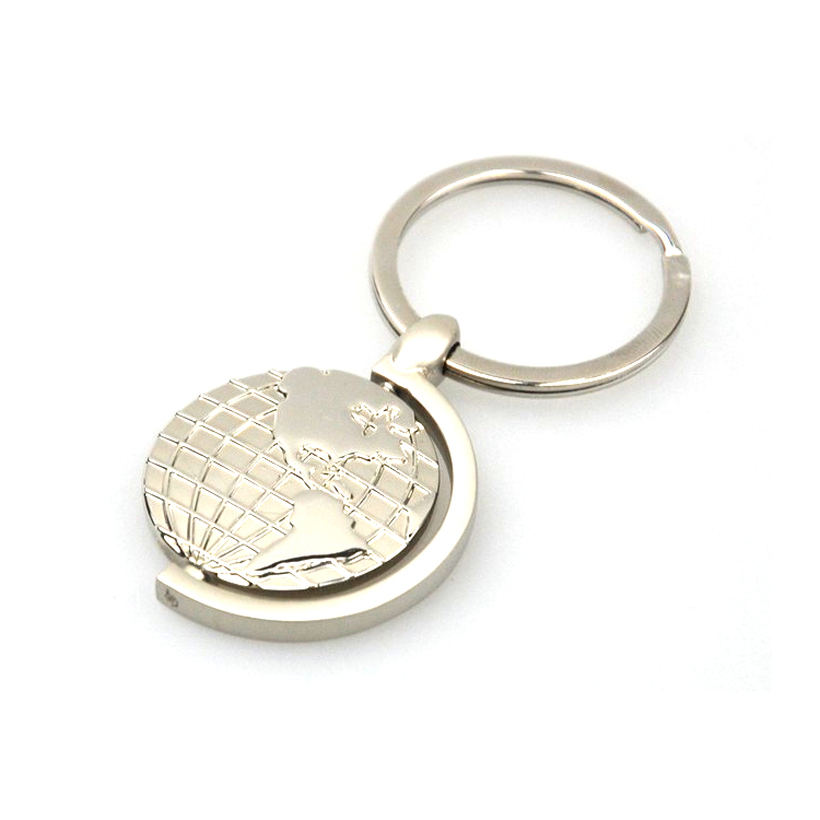 Rotary Tellurion Round Earth Map Keychain