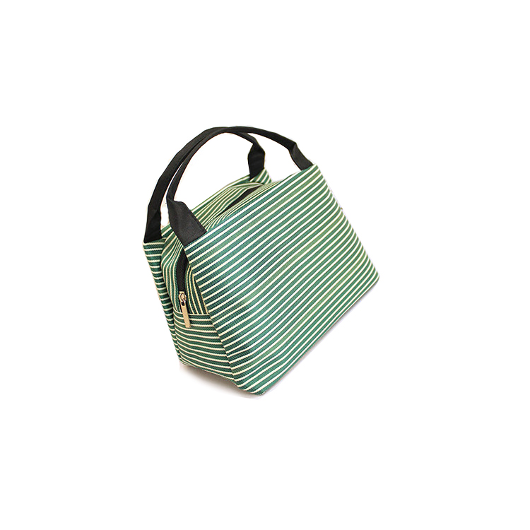 Stripe Pattern Waterproof Heat Insulation Canvas Lunch Bag