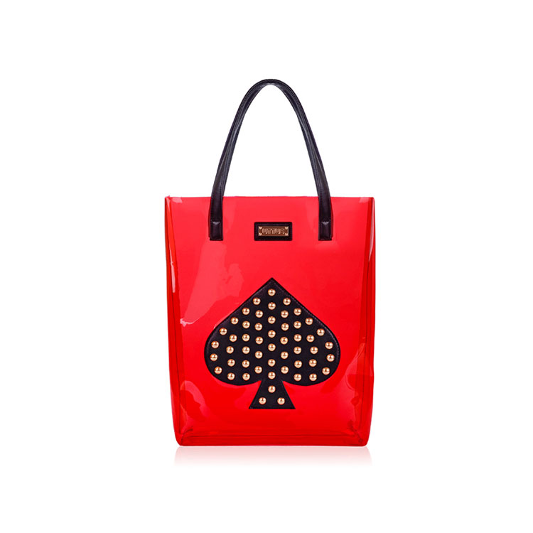 Latest and Fashion PVC Poker Pattern Color Beach Rivet Shoulder Bag for Women
