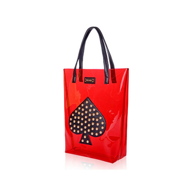 Latest and Fashion PVC Poker Pattern Color Beach Rivet Shoulder Bag for Women