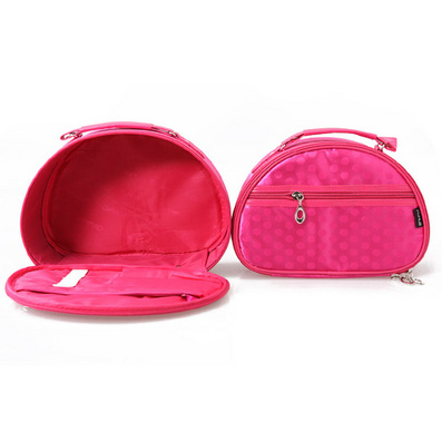 Semi Moon Shape Dotted Silk Surface Professional Cosmetic Bag