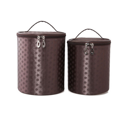 Bucket Shape Dotted Dacron Travel Cosmetic Bag