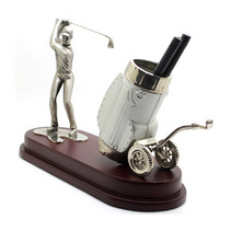 Alloy Office Decoration Golf Pen Holder Business Gift